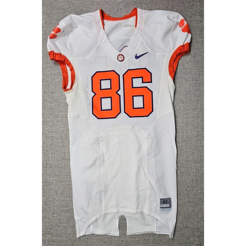 Clemson Tigers Football Jersey Mens 42 L White Game Worn Team Issued Nike #86